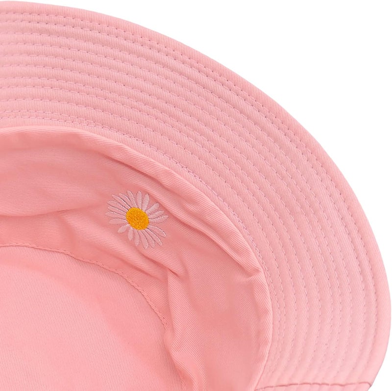 EYBF Flower Reversible Bucket Hat Cotton Summer Travel Beach Sun Hats Emboridery for Women Men - Image 5